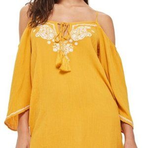 TOPSHOP Embroidered Off The Shoulder Dress - Size Small